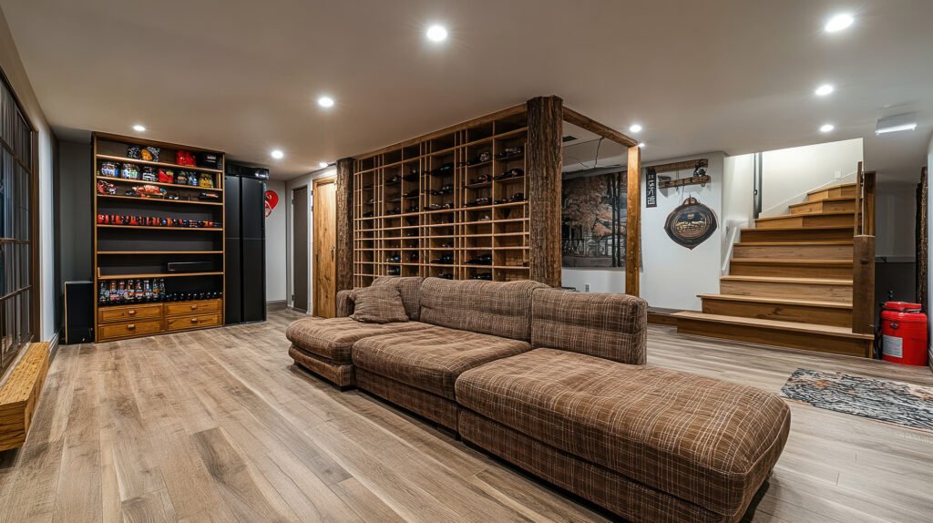 luxury vinyl plank flooring in basement