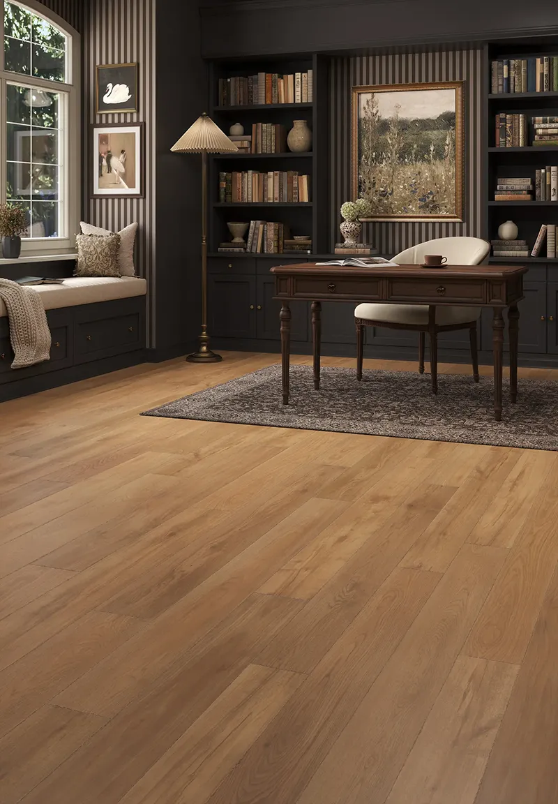 Warm brown Luxury vinyl flooring in home office