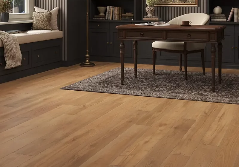 Warm brown Luxury vinyl flooring in home office